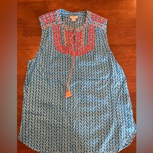 J Crew Sleeveless Embroidered top sz 6